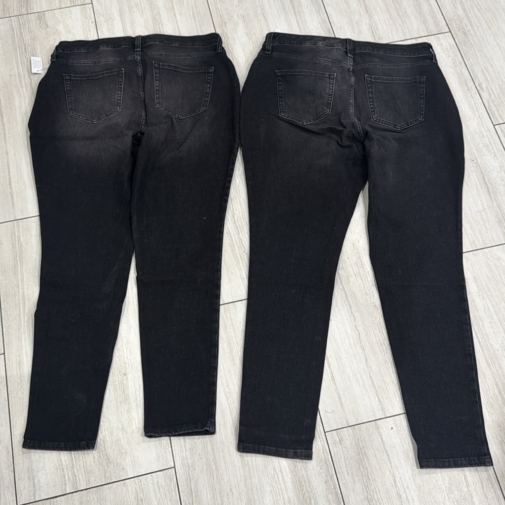 2 pants  Time And Tru High Rise Curvy Skinny Women's size 14 Black Denim Jeans - Picture 3 of 10